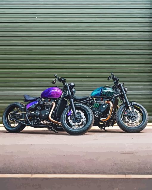 Two Triumph Motorcycles Paint By Numbers