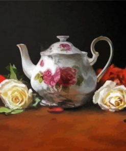 Victorian Teapot With Flowers Art Paint By Numbers