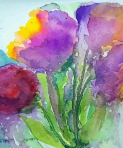 Abstract Orange Yellow Purple Flower Paint By Numbers