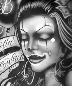 Aesthetic Black And White Clown Paint By Numbers