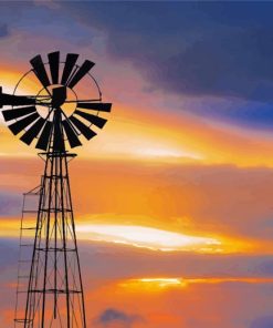 Aesthetic Windmill Silhouette Paint By Numbers