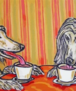 Afghan Hound Dogs Drinking Coffee Paint By Numbers