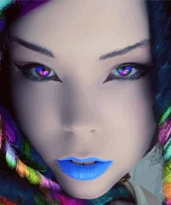 Asian Girl With Blue Lips Paint By Numbers