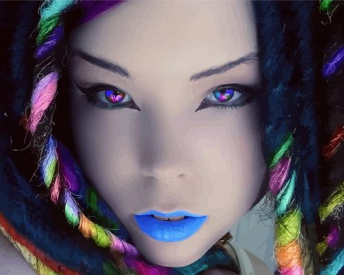 Asian Girl With Blue Lips Paint By Numbers