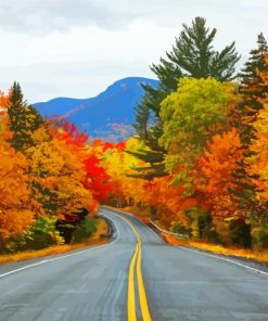 New England Fall Road Paint By Numbers