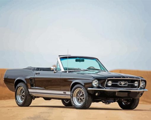 Black 1967 Ford Mustang Convertible Paint By Numbers