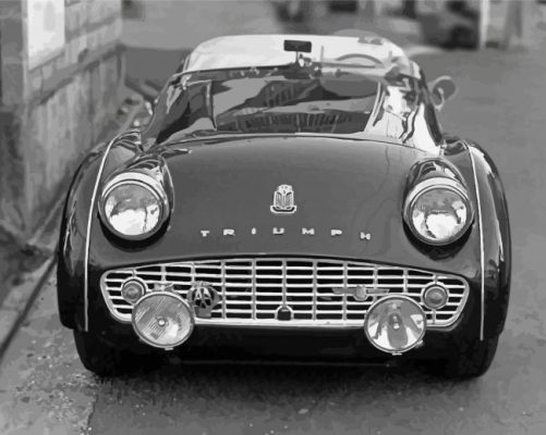 Black And White Triumph TR3A Paint By Numbers