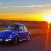 Blue Volkswagen Car Sunset Paint By Numbers