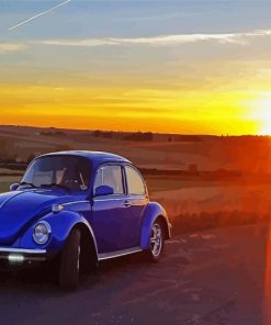 Blue Volkswagen Car Sunset Paint By Numbers