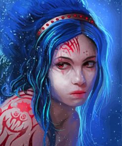 Blue Haired Tattooed Woman Paint By Numbers