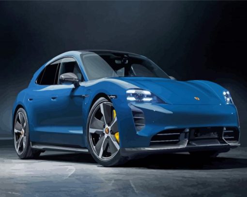 Blue Porsche Taycan Car Paint By Numbers