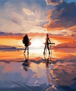 Carole And Tuesday Sunset Silhouette Characters Paint By Numbers