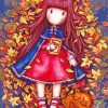 Cartoon Autumn Girl And Squirrel Paint By Numbers