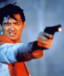 Chow Yun Fat Holding A Gun Paint By Numbers