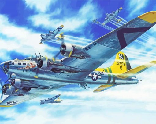 Cool B17 Bomber In Flight Paint By Numbers