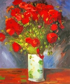 Cool Vase With Red Poppies Paint By Numbers