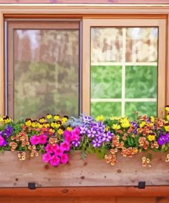 Cool Window Flowers Paint By Numbers