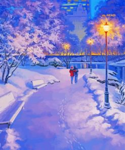 Couple Winter Central Park Paint By Numbers