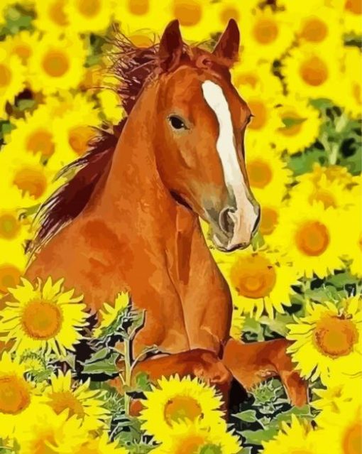 Horse In Sunflower Paint By Numbers