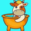 Cow Taking A Bath In The Bathtub Paint By Numbers