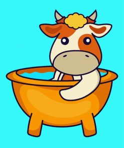 Cow Taking A Bath In The Bathtub Paint By Numbers