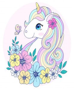 Unicorn With Surrounded Flowers Paint By Numbers