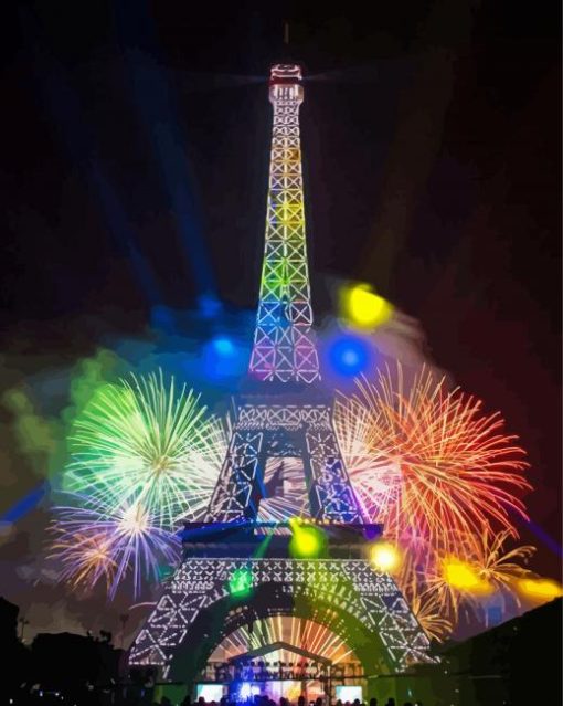 Fireworks At Eiffel Tower Paint By Numbers