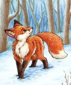 Fox In Snow Art Paint By Numbers