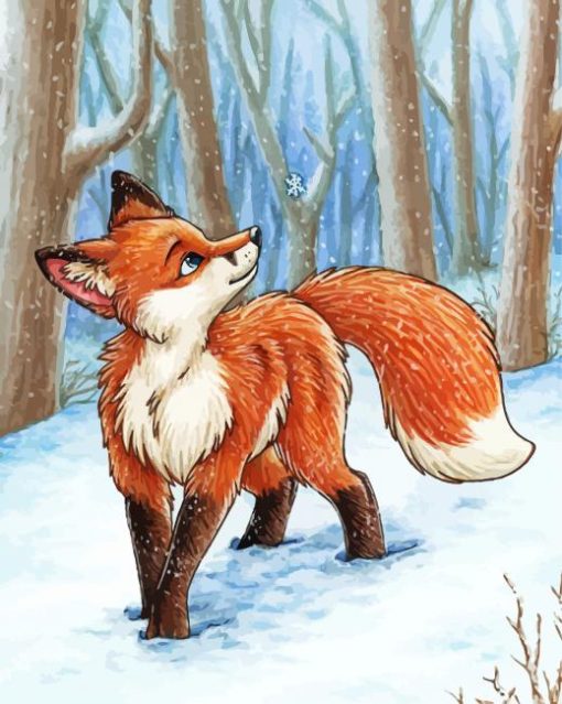 Fox In Snow Art Paint By Numbers