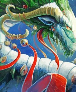 Green Christmas Dragon Paint By Numbers