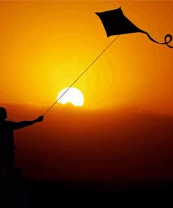 Kite Flying Silhouette Paint By Numbers