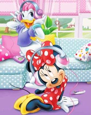 Minnie Mouse And Daisy Listening To Music Paint By Numbers