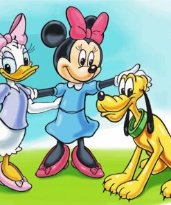 Minnie Mouse And Daisy With Pluto Paint By Numbers