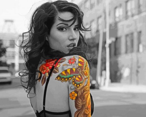 Monochrome Tattooed Woman Paint By Numbers