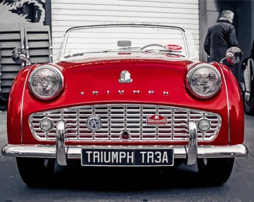 Red Triumph TR3A Paint By Numbers