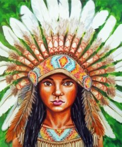 Red Indian Headdress Paint By Numbers