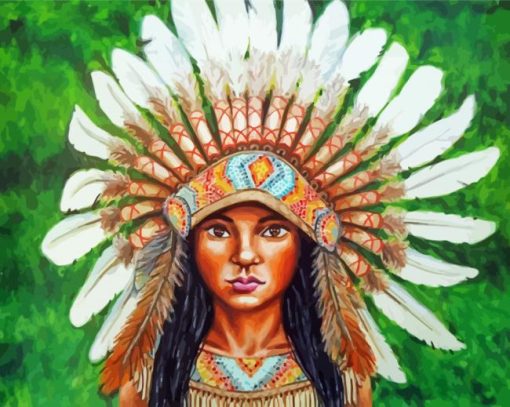 Red Indian Headdress Paint By Numbers