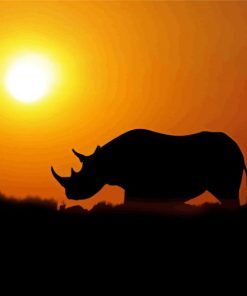 Rhino Sunset Silhouette Paint By Numbers