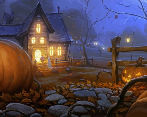 Scary Halloween Landscape Paint By Numbers