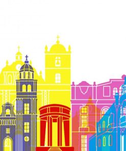 Tegucigalpa Colorful Skyline Poster Paint By Numbers