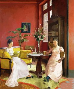 Two Ladies Reading In An Interior Paint By Numbers