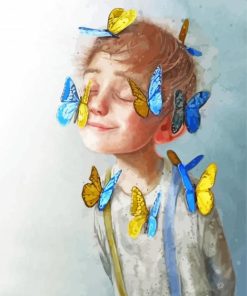 Ukrainian Boy And Butterflies Paint By Numbers