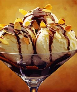 Vanilla Ice Cream With Chocolate Sauce Paint By Numbers