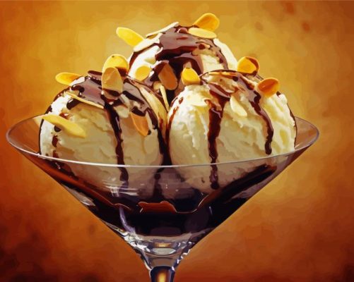 Vanilla Ice Cream With Chocolate Sauce Paint By Numbers