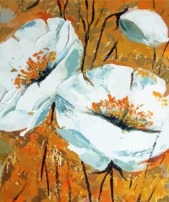 Abstract White Poppies Paint By Numbers