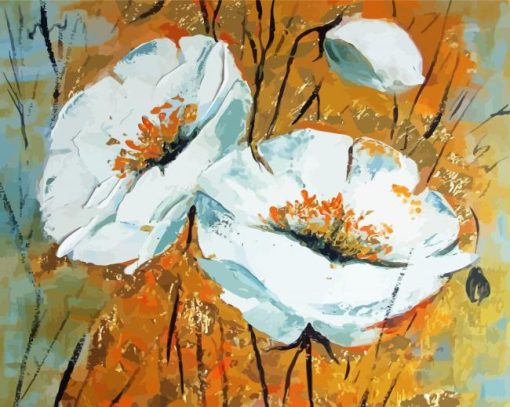 Abstract White Poppies Paint By Numbers