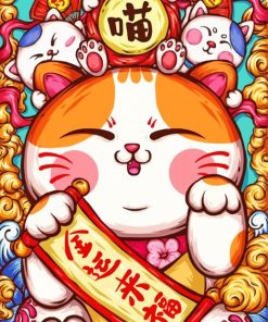 Aesthetic Chinese Lucky Cat Art Paint By Numbers