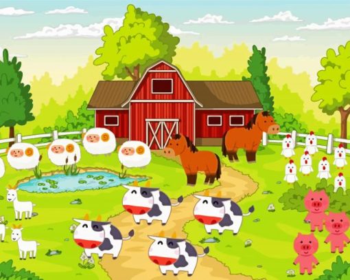 Aesthetic Farm With Animals Paint By Numbers