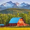 Aesthetic Montana Mountain With Barn Paint By Numbers