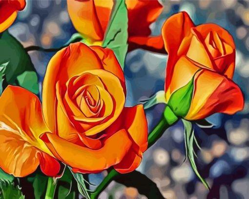 Aesthetic Orange Roses Paint By Numbers